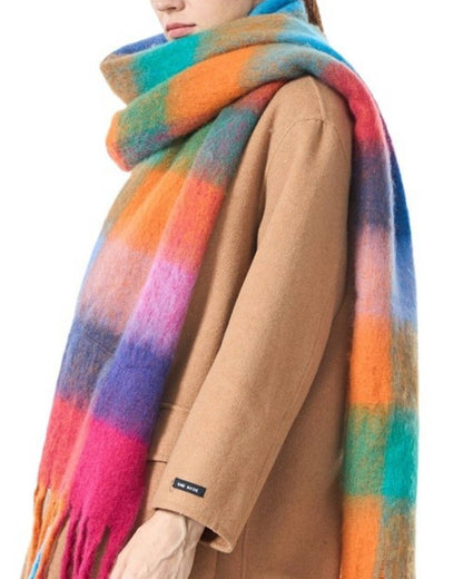 Bright & Colorful Color Block Plaid Scarf