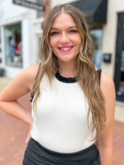 Black & White Ruffled Sweater Tank