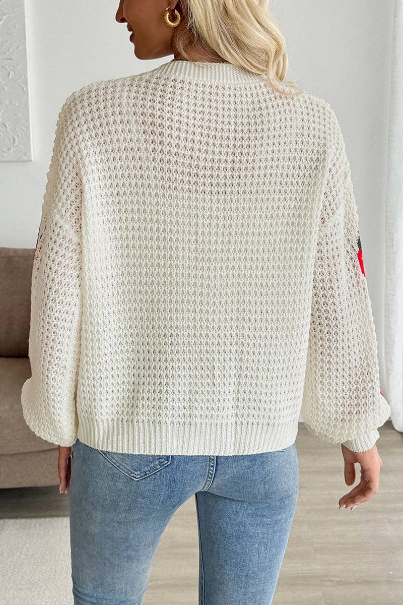 Strawberry Pattern Loose Knit Cardigan