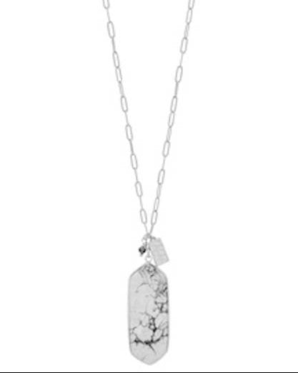 Silver Chain with Howlite Pendant Charm "Alexa"