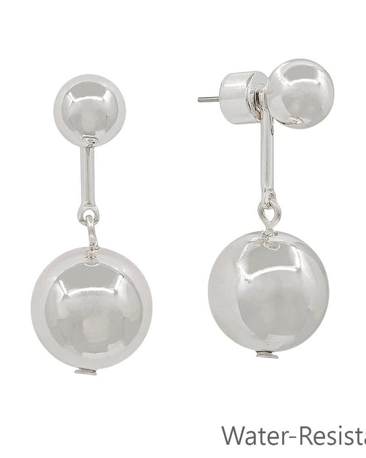 Silver Bar with Silver Ball Drop Earring