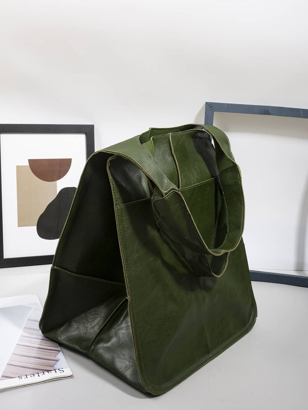 Soft Leather Shoulder Tote Bag