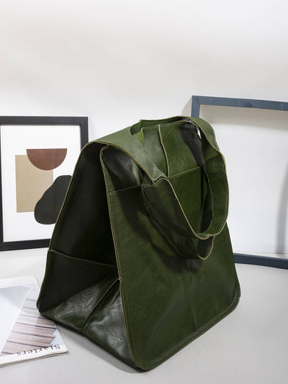 Soft Leather Shoulder Tote Bag
