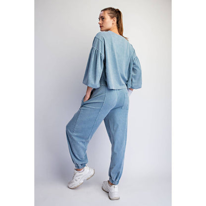 Mineral Washed Balloon Jogger Top
