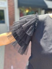 Black Tulle Layered Sleeve Top
