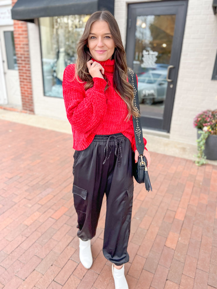 Ruby Chenille Cropped Turtle Neck Sweater