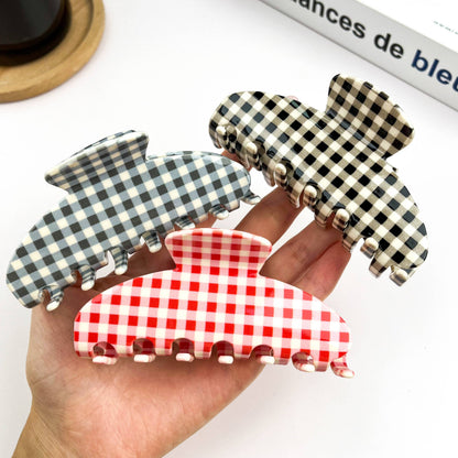 Minimalist Acetate Checkerboard Hair Claw Clip