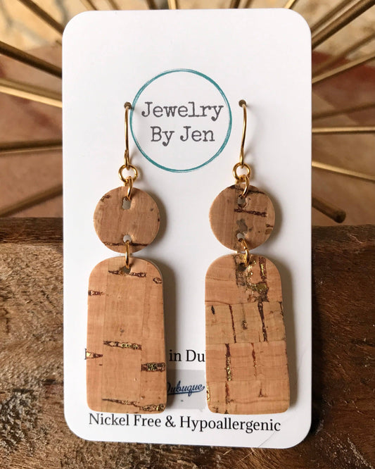 Cork w/Gold Accents Earrings
