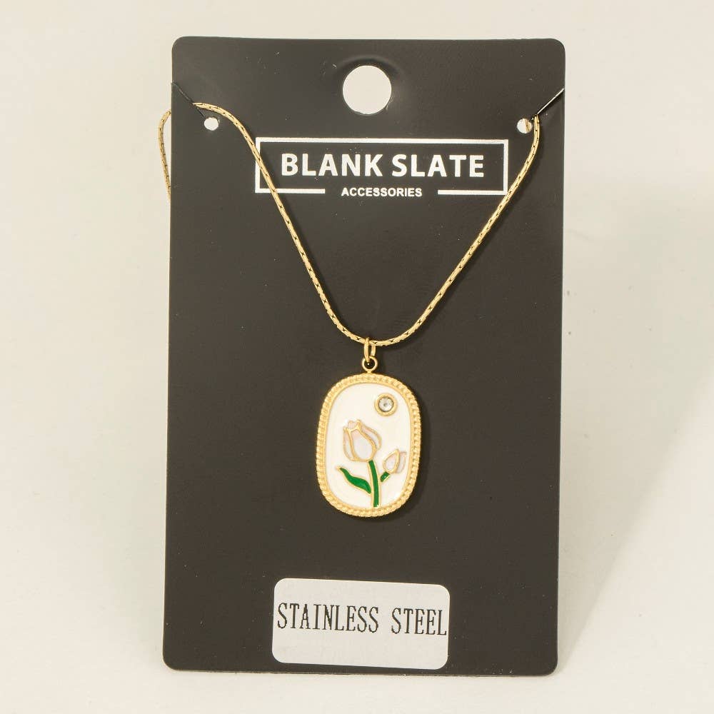 Enamel Tulip Pendant Necklace