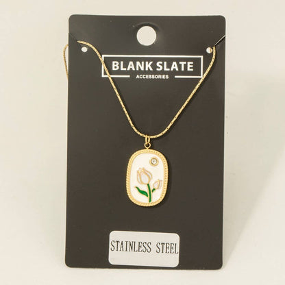 Enamel Tulip Pendant Necklace