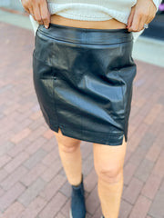 Black Vegan Leather Mini Skirt