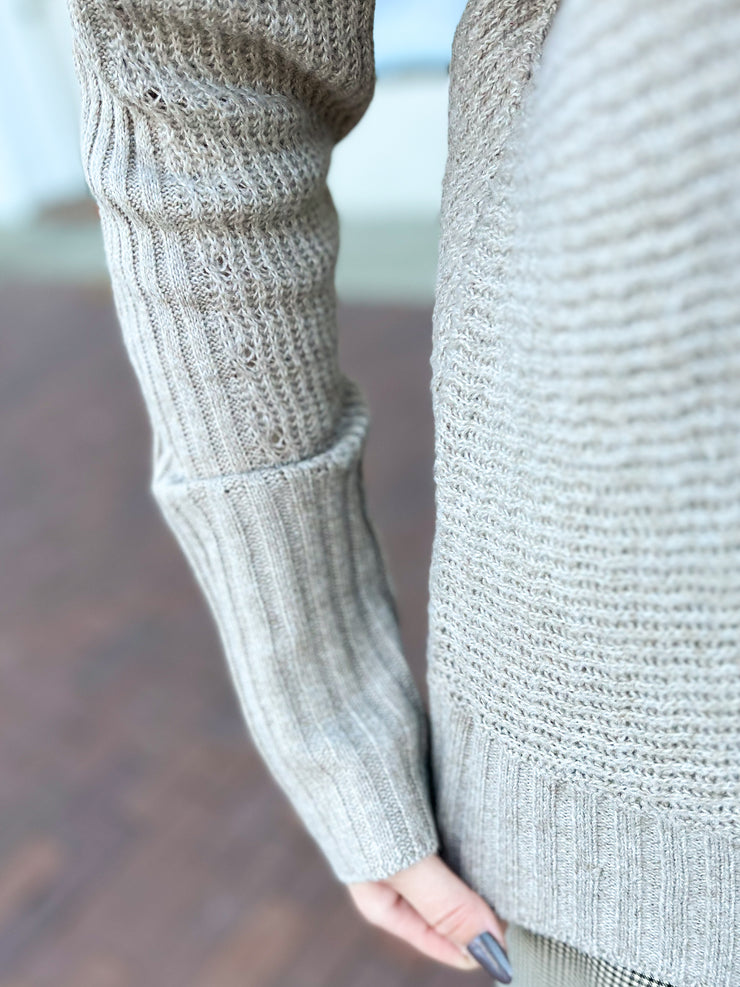 Light Brown Ribbed Turtleneck Sweater