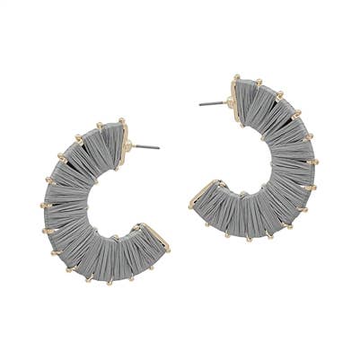 Grey Raffia Wrapped Hoops