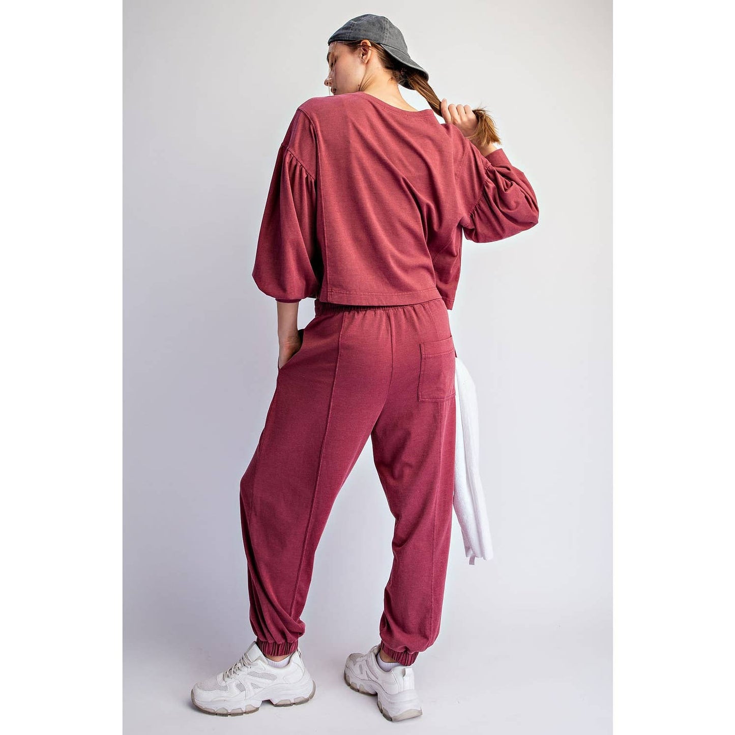 Mineral Washed Balloon Jogger Top