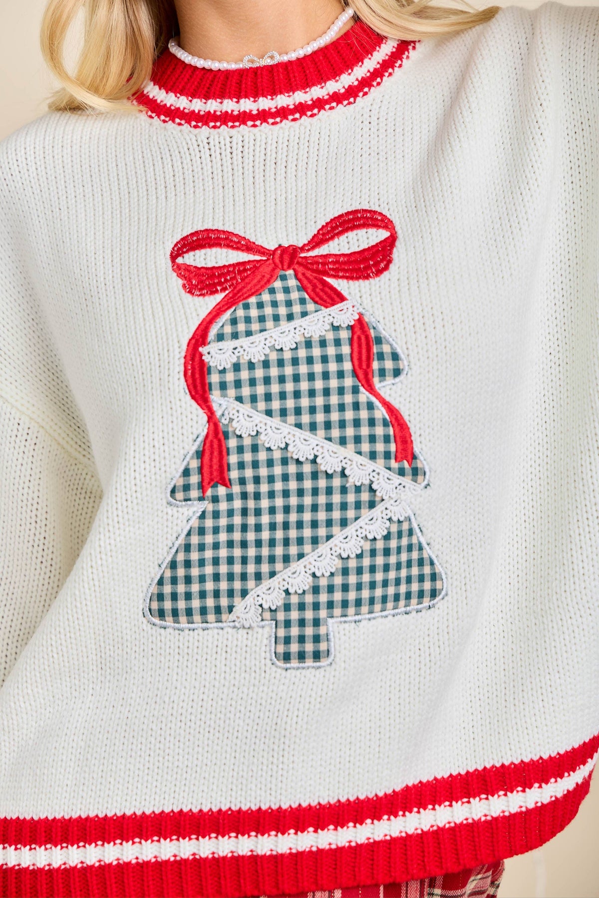 Plaid Tree Holiday Pullover Sweater