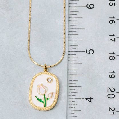 Enamel Tulip Pendant Necklace