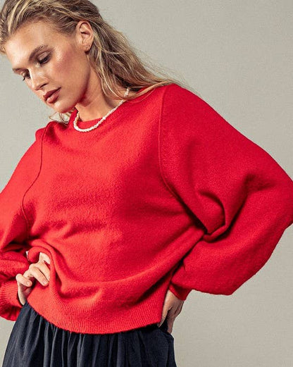 Inheritance Red Ribbed Knit Sweater