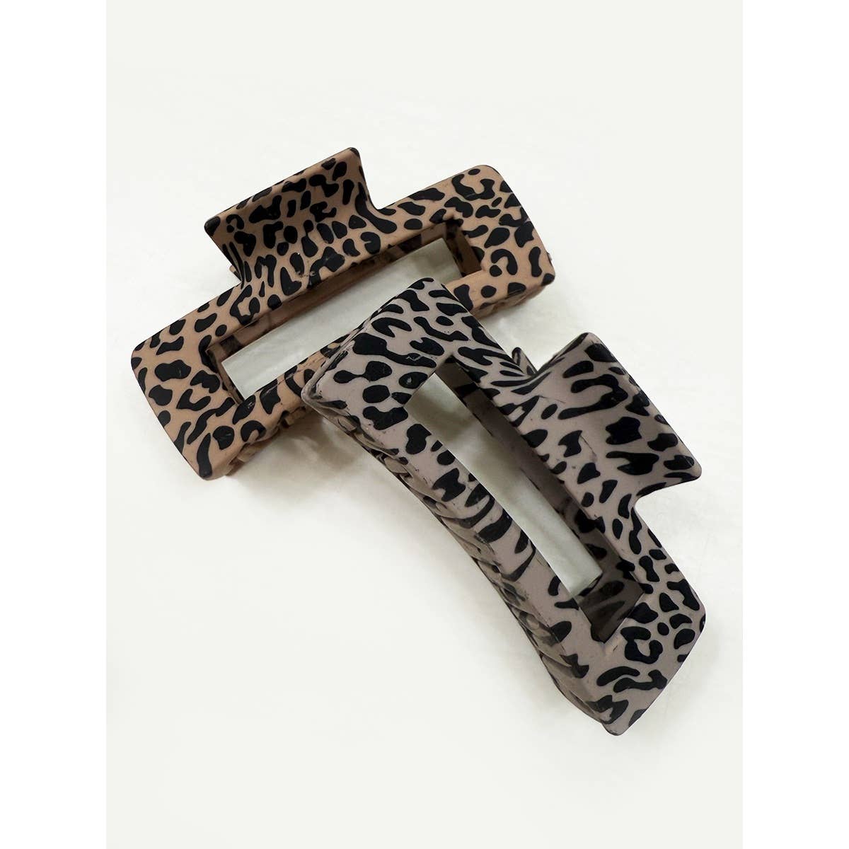 Matt Leopard Pattern Rectangle Hair Clips