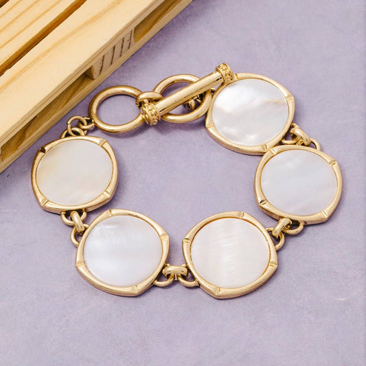 Pearl Disc Toggle Chain Bracelet