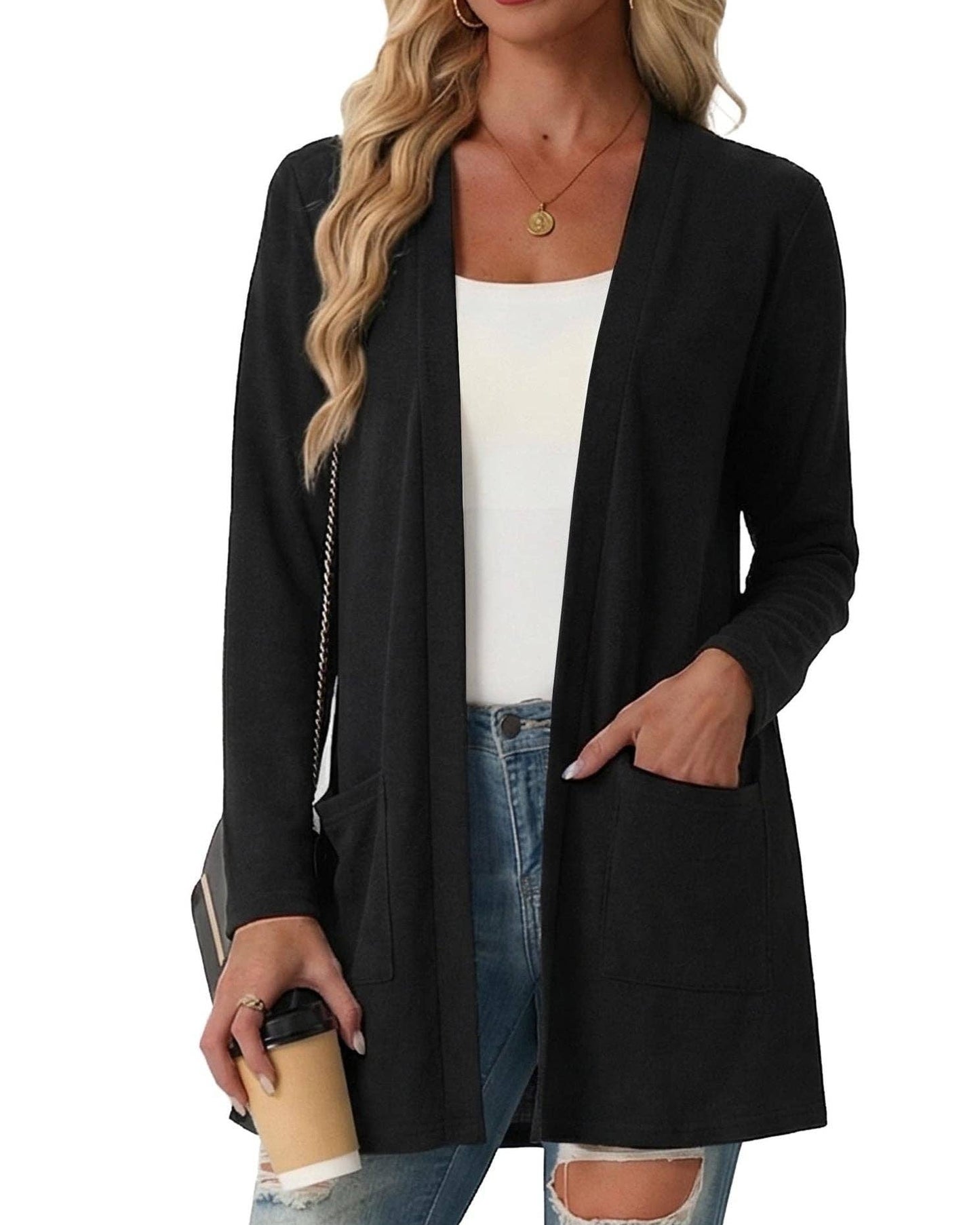 Lightweight Open Front Cardigan