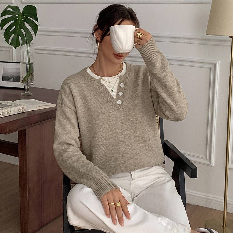 Colorblock Knit Long Sleeve Sweater