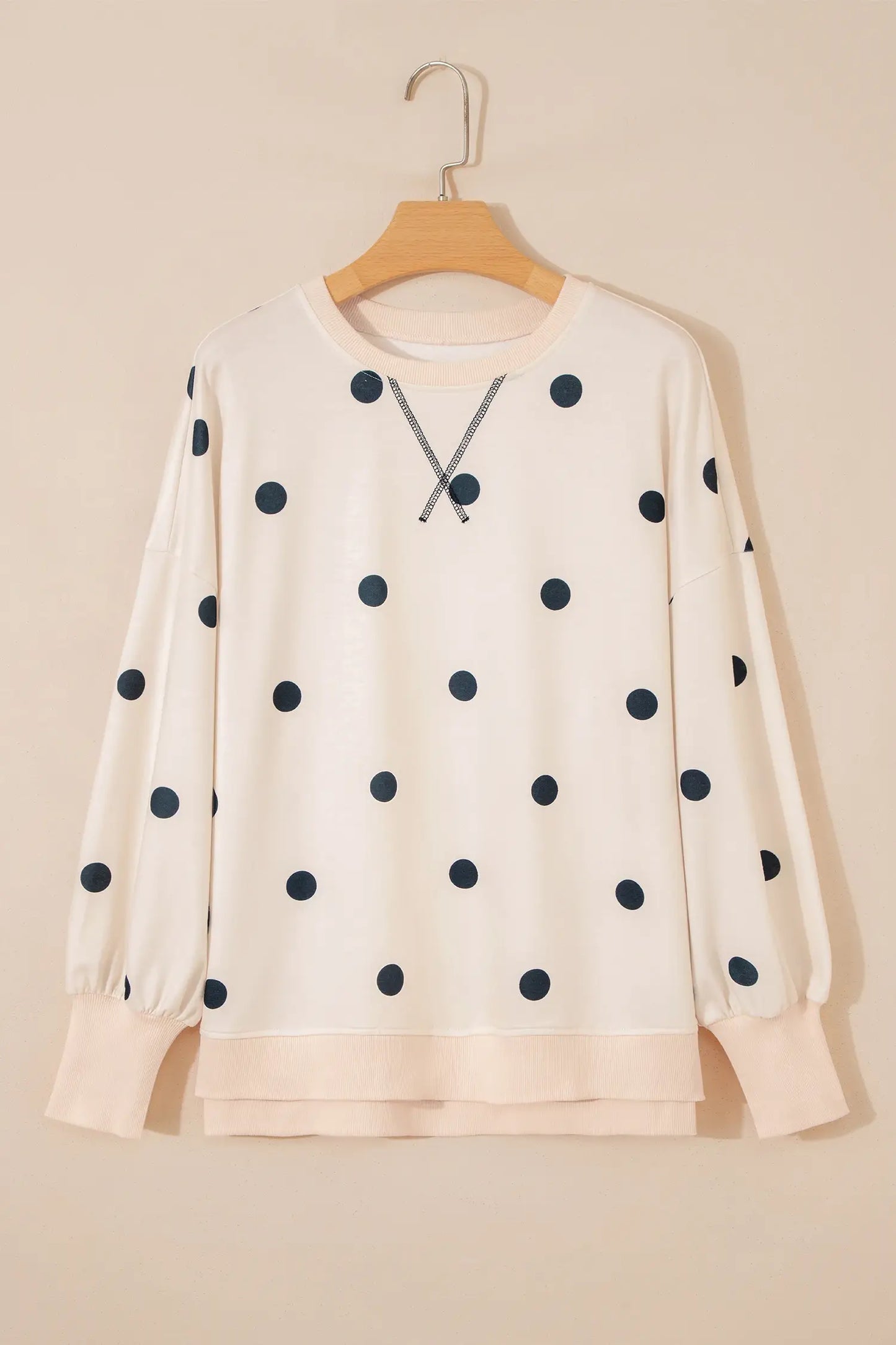 Oversized Polka Dot Balloon Sleeve Top