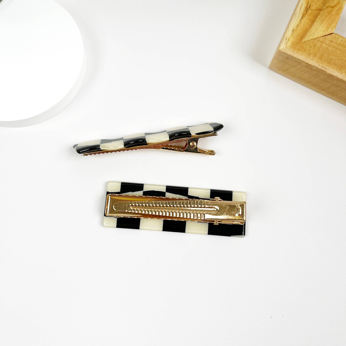 Black and White Check Hair Clip