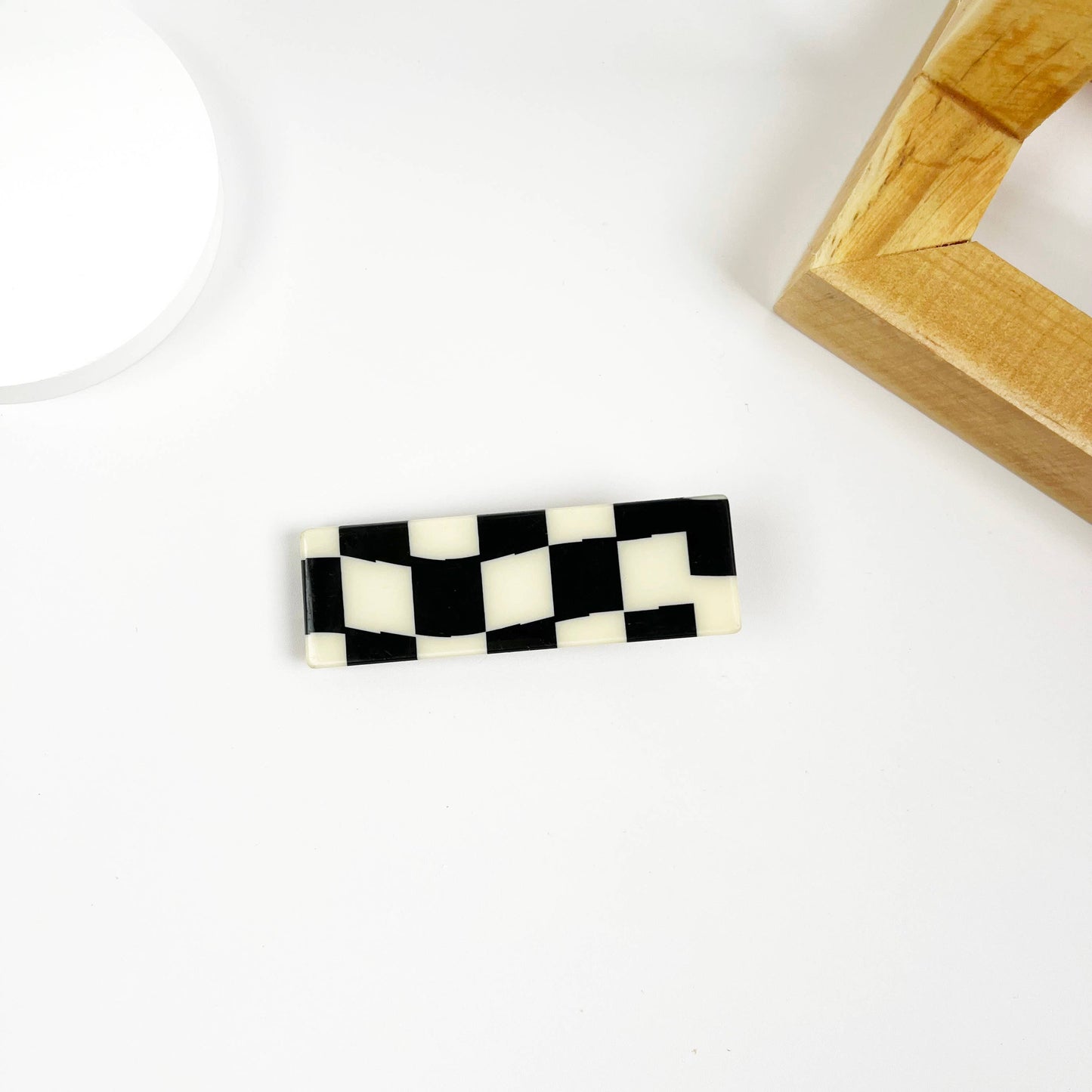 Black and White Check Hair Clip