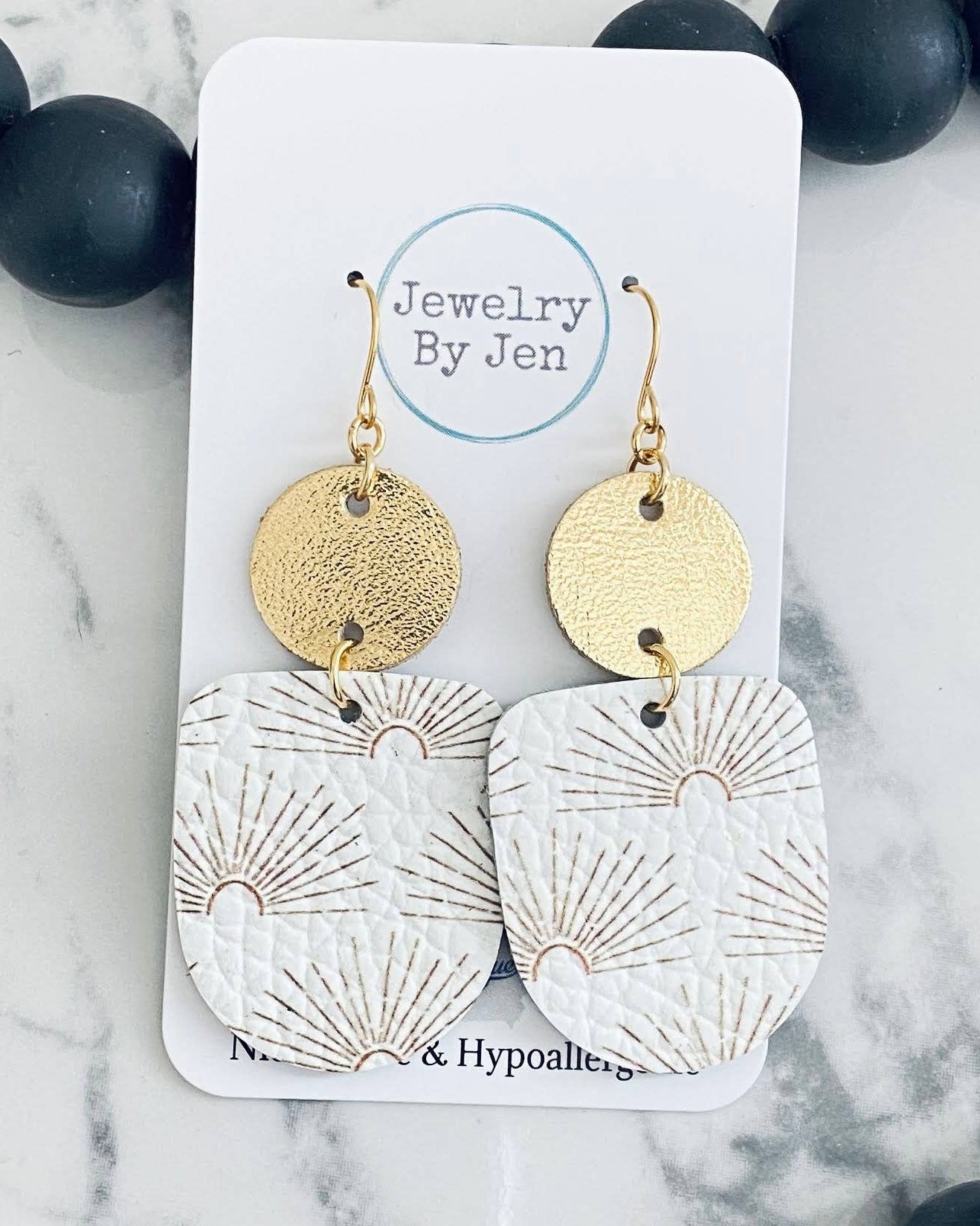 Boho Dangle Earrings: Gold Sunburst