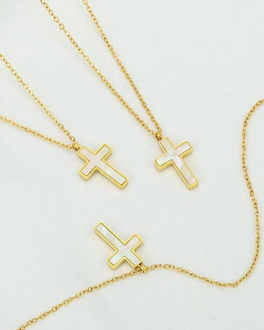 18K STAINLESS STEEL TARNISH FREE CROSS NECKLACE