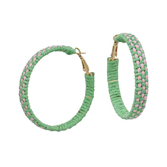 Green & Pink Paper Checkered Hoops