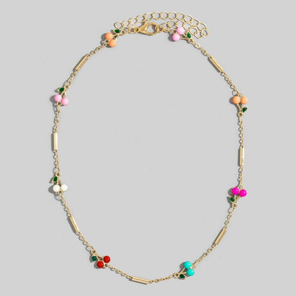 Colorful Cherry Fruit Station Necklace
