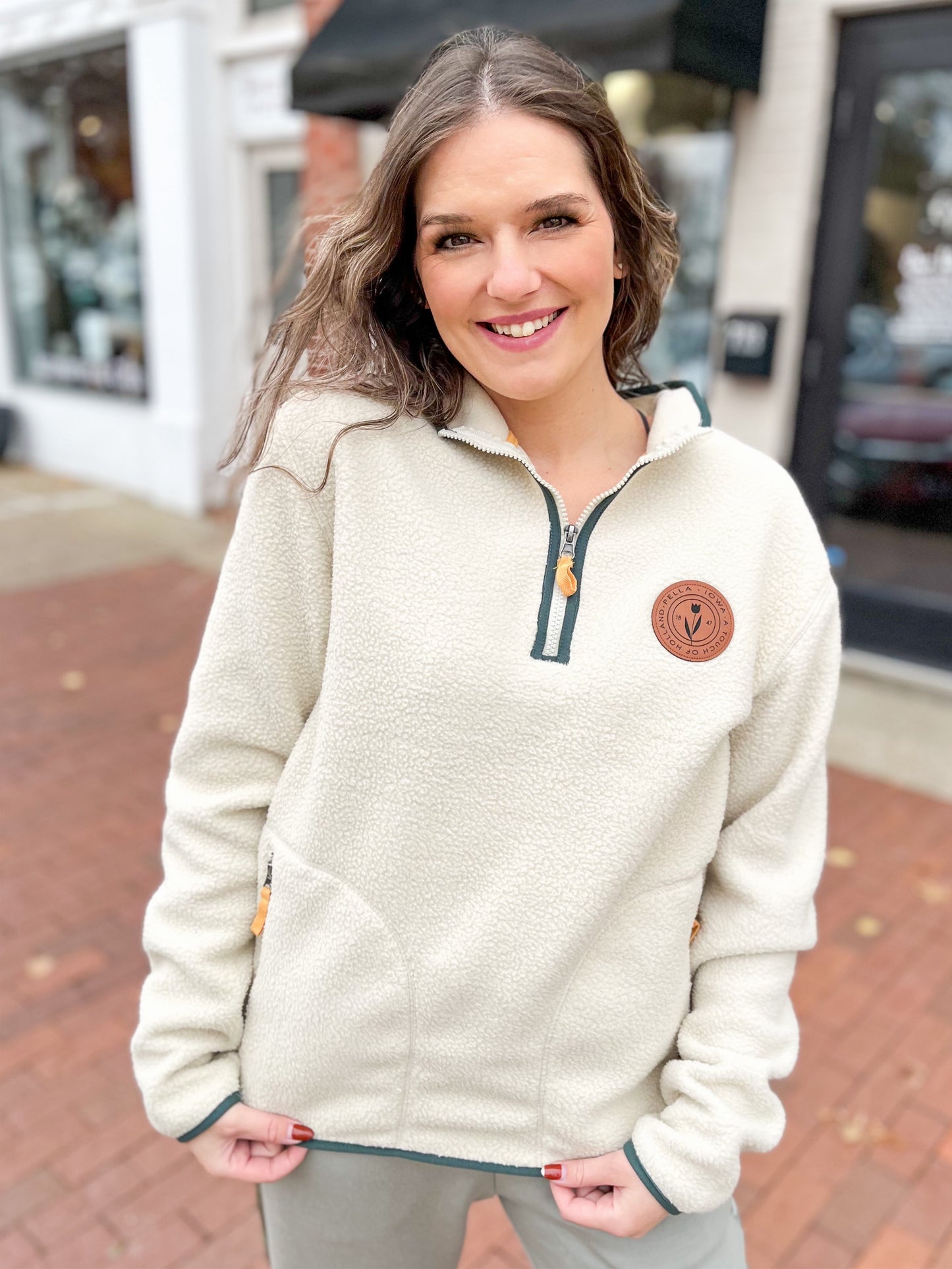 Sherpa Tulip Leather Patch Quarter Zip
