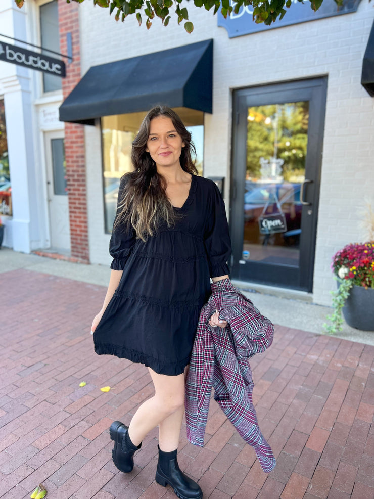 Black Ruffled Mini Dress