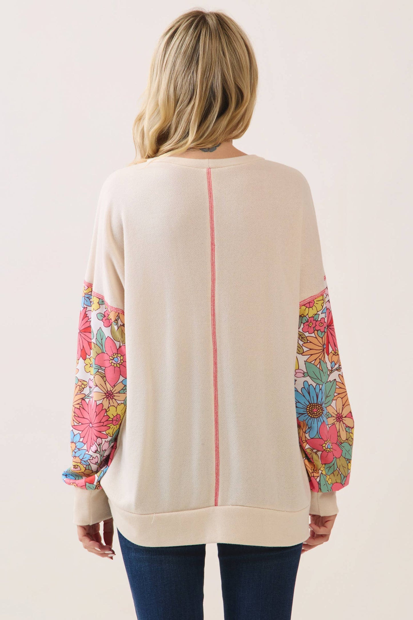 Floral Contrast Pullover Top