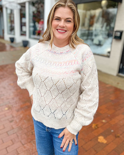 Fair Isle Pointelle Mix Sweater