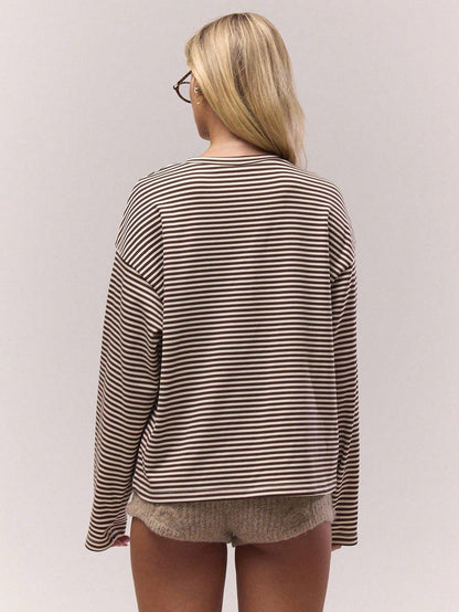 Striped Henley Oversized Long Sleeve