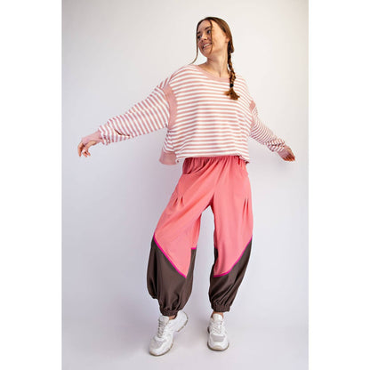 Striped Terry Open Back Long Sleeve