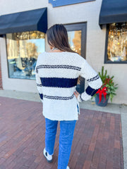 Black Multi-Stripe Popcorn Sweater