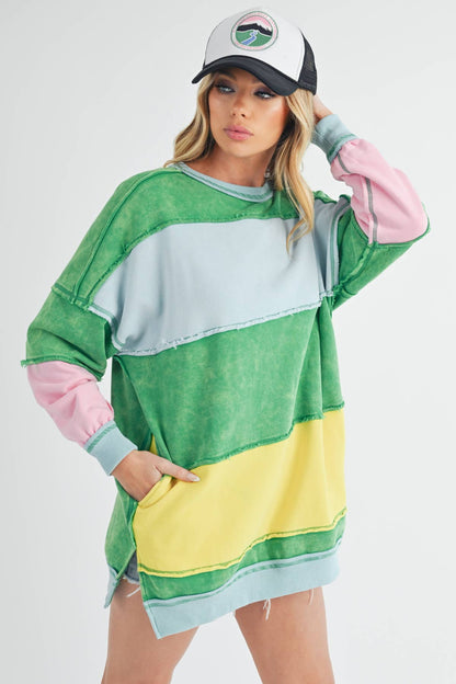 Rugby Color Block Stripe Sweatershirt 1