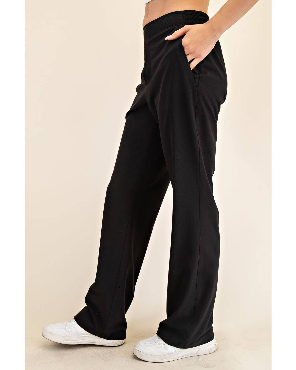 CRINKLE WOVEN STRAIGHT TROUSER