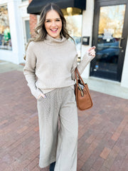 Light Brown Ribbed Turtleneck Sweater