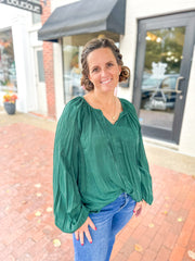 Emerald Sheen Tie Blouse