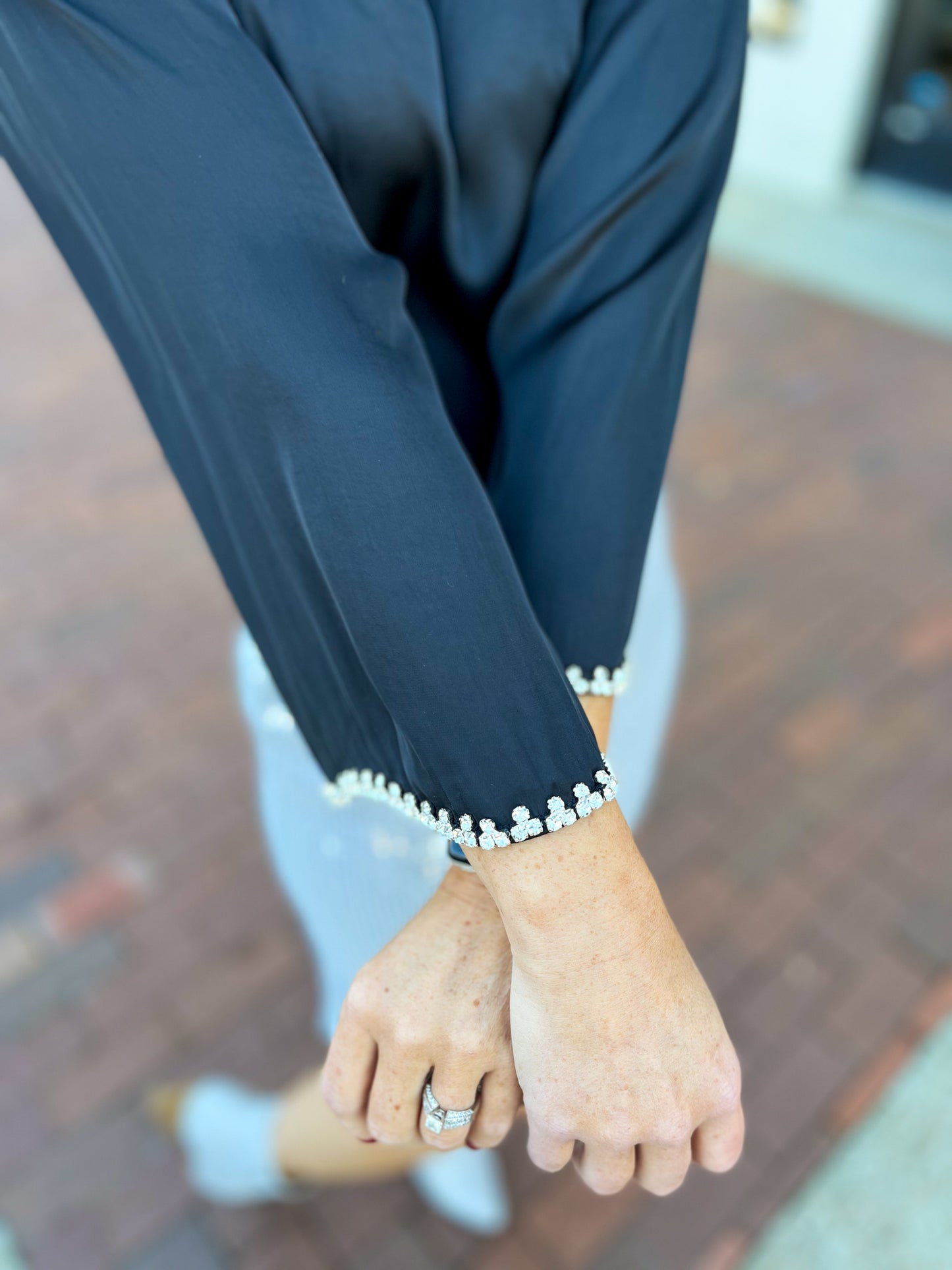 Rhinestone Trimmed Blouse