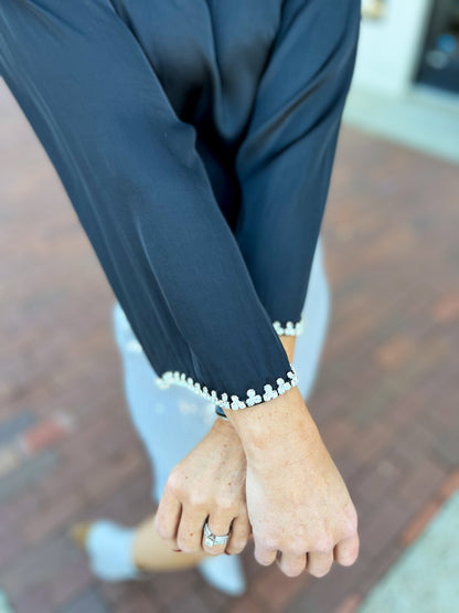 Rhinestone Trimmed Blouse