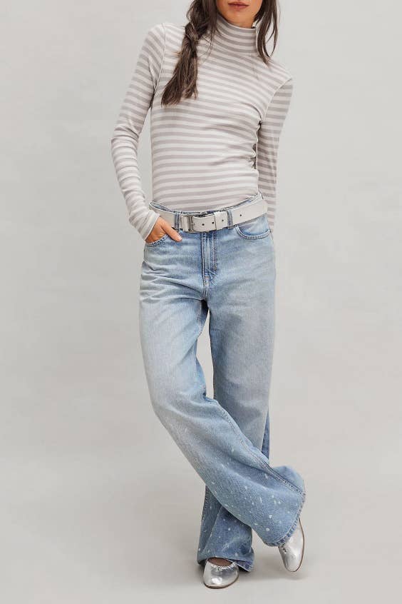 Stripe Long Sleeve Turtleneck