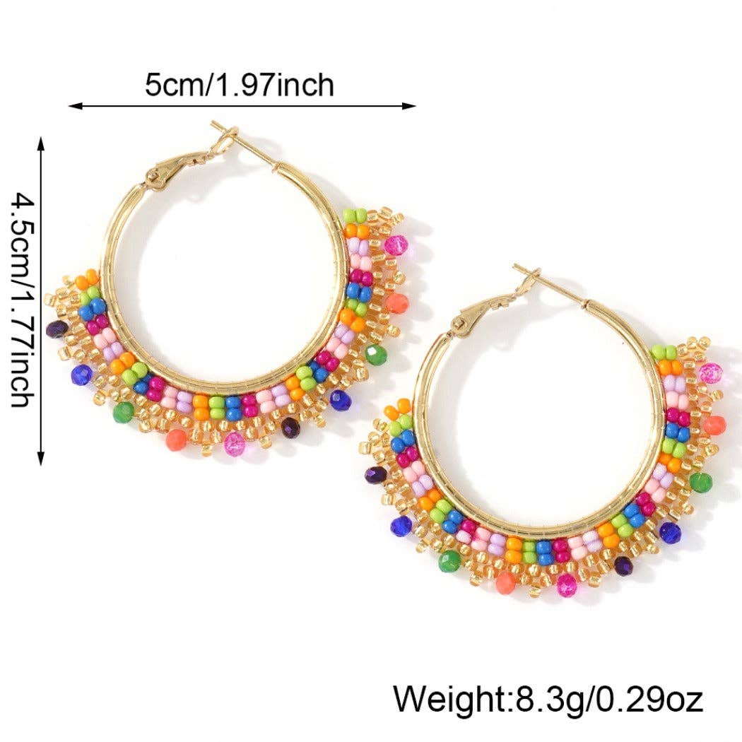  Boho Beaded Hoop Earrings
