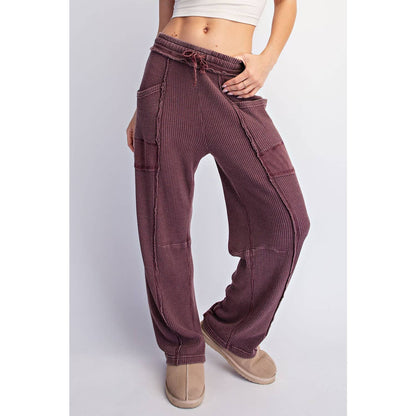 MINERAL WASHED WAFFLE BARREL PANTS