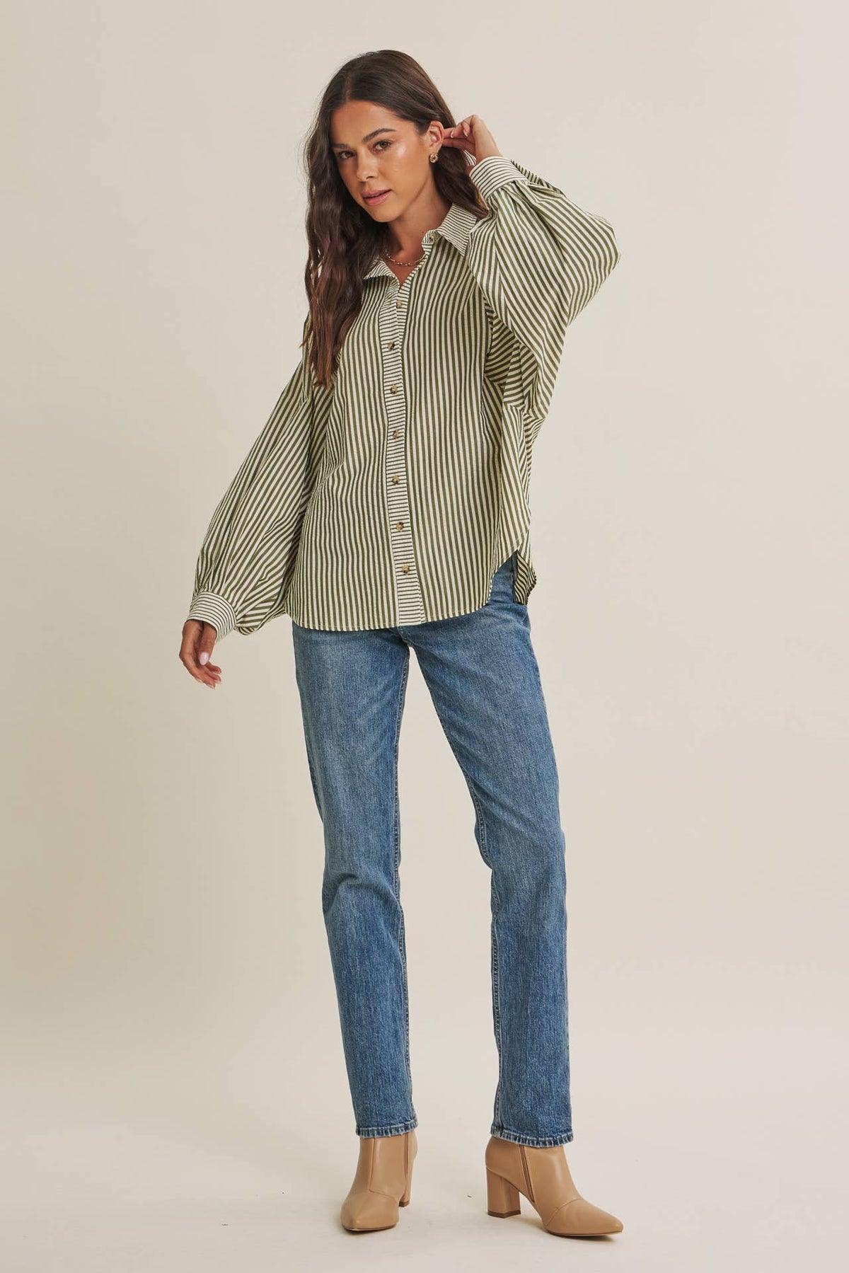 French Cafe Batwing Button Down Shirt