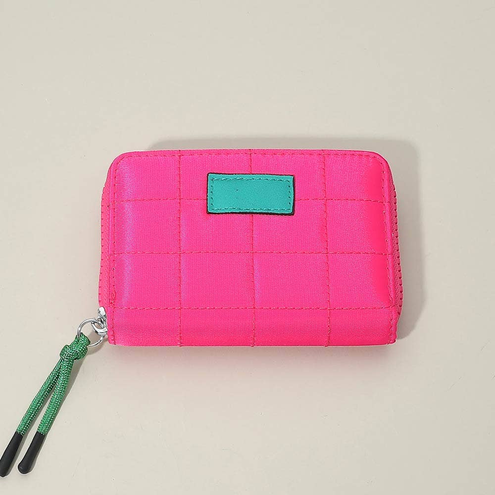 Bright Quilted Zip Around Wallet
